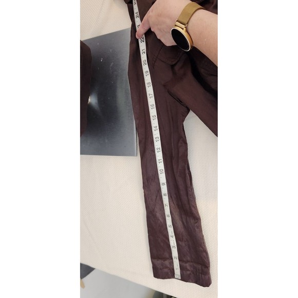 Ruby Rd Shiny Brown Lightweight Jacket Zipper Roll Tab Drawstring Waist Sz 12 - Picture 6 of 10